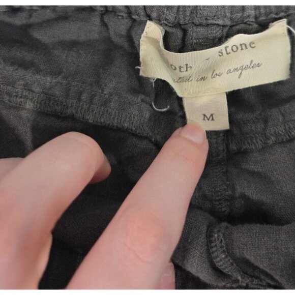 Anthropologie Cloth and Stone Linen Wide Leg Crop Fray Paperbag Pants Grey Sz M - Picture 5 of 7
